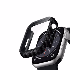 Crong Hybrid Watch Case with integrated glass for Apple Watch 44 mm, carbon-fibre pattern