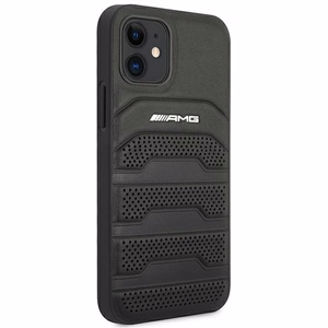 AMG Nahka Debossed Lines kotelo iPhone 12 mini - musta