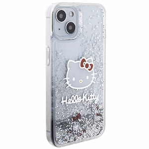 Hello Kitty Liquid Glitter Charms Kitty Head Suojakuori iPhone 14:lle - hopeinen