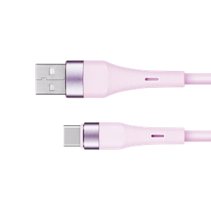 Kruger&Matz Basic USB–USB-C-silikonikaapeli, 1 m, vaaleanpunainen