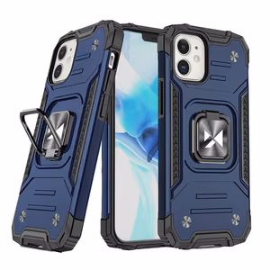 Wozinsky Ring Armor tapauksessa iPhone 14 Plus panssaroitu kansi magneettinen haltija rengas sininen