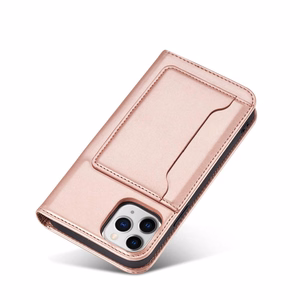 Magneettikorttikotelo iPhone 12 Pro Kotelo kortti lompakko kortti jalusta vaaleanpunainen