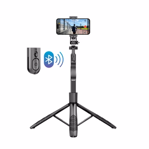 Crong SelfieGo Ultra alumiininen Bluetooth-selfiekeppi ja kolmijalka, musta