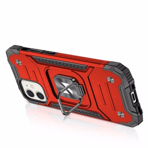 Wozinsky Ring Armor tapauksessa iPhone 14 panssaroitu kansi magneettinen haltija rengas punainen
