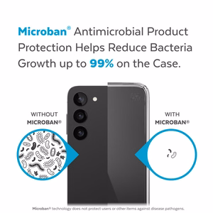 Speck Presidio Perfect-Clear case for Samsung Galaxy S23+, with Microban antimicrobial protection