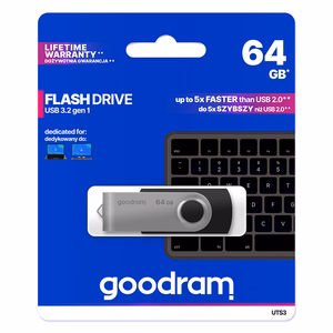 GOODRAM Pendrive UTS3 - 64GB USB 3.2 gen 1 musta