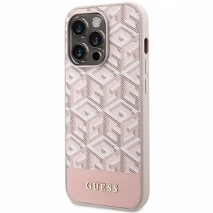 Guess GUHMP14LHGCFSEP iPhone 14 Pro suojakuori MagSafe vaaleanpunainen GCube Stripes