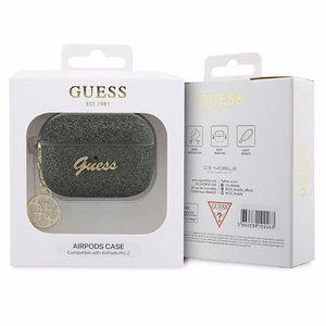 Guess GUAP2GLGSHA AirPods Pro 2 Suojakuori vihreä/khaki Glitter Flake 4G Charm