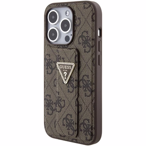 Guess Grip Stand 4G Triangle Strass Suojakuori iPhone 15 Prolle - ruskea