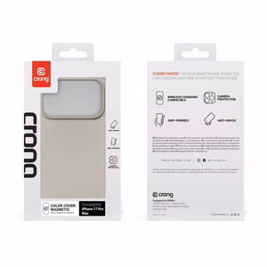 Crong Color Cover Magnetic MagSafe suojakuori iPhone 17 Pro Max -laitteelle, kivenbeige