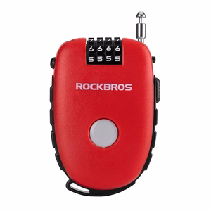 Rockbros 32420981001 pyöränlukko sisäänkelautuvalla vaijerilla, punainen