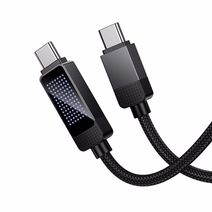 Hoco U154 USB-C–USB-C -kaapeli pistematriisi-LCD-näytöllä, 3 A, 60 W, 1 m, musta