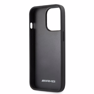 AMG AMHCP13LOSDBK iPhone 13 Pro / 13 6.1" musta/musta kova Suojakuori Nahkainen Curved Lines
