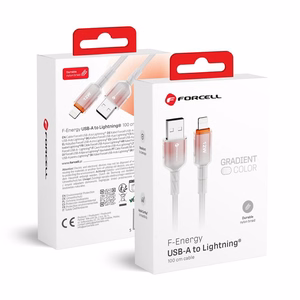 Kaapeli USB A - Lightning Forcell F-Energy 2.4A 12W Gradient 1 m C353 valkoinen