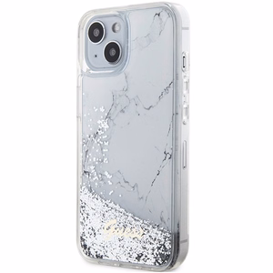 GUESS case for IPHONE 13 / 14 / 15 GUHCP14SLCSGSGH (Liquid Glitter Marble) white