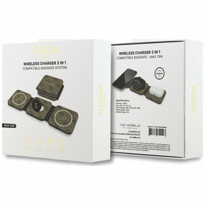Langaton laturi 3in1 yhteensopiva MagSafe 15W GUESS GUE005640 ruskea