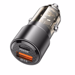 Autolaturi Borofone BZ20A Smart USB-A/USB-C QC3.0 PD 83W läpinäkyvä musta