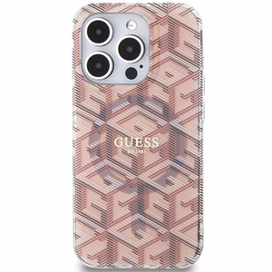 Guess IML GCube MagSafe Suojakuori iPhone 15 Pro Max:lle - vaaleanpunainen