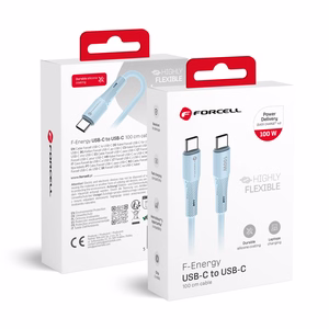 Kaapeli USB C - USB C Forcell F-Energy QC4.0 PD 5A 100W Silicone 1 m C347 sininen