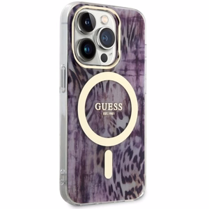 Guess GUHMP14XHLEOPWP iPhone 14 Pro Max 6.7 vaaleanpunainen/vaaleanpunainen suojakuori Leopard MagSafe