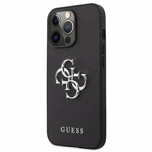 Guess Saffiano 4G Metal Logo suojakuori iPhone 13 Pro / 13 6.1":lle - musta