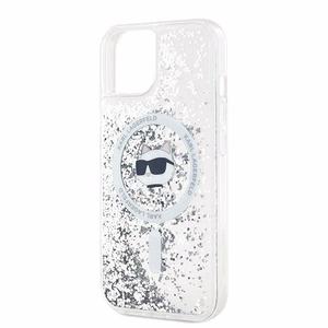 Karl Lagerfeld Liquid Glitter Choupette Head MagSafe suojakuori iPhone 13:lle - läpinäkyvä
