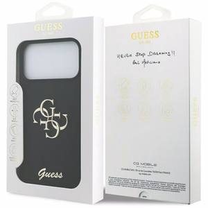 Guess Silikoninen Big 4G Script Suojakuori iPhone 17 Pro Max:lle - Musta