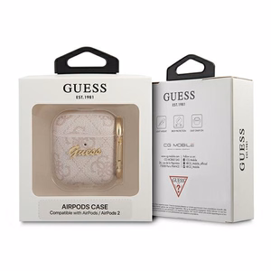 Guess 4G Script Metal Collection Suojakuori AirPods 1 / 2:lle - vaaleanpunainen