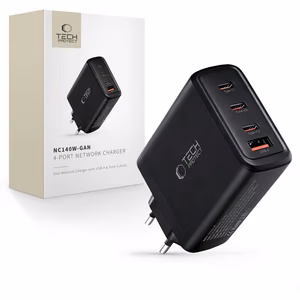 Tech-Protect NC140W-GAN 4-Port 140W Seinälaturi - Musta