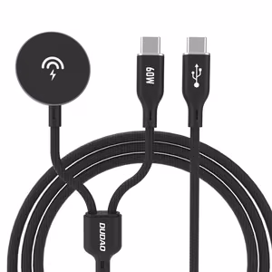 Dudao A12MaxC PD60W 2-in-1 Laturi Apple Watch:lle / USB-C 1.2m - musta