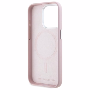 Karl Lagerfeld FW Metal Plate MagSafe Suojakuori iPhone 15 Pro:lle - vaaleanpunainen