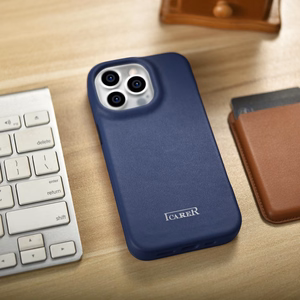 iCarer CE Premium Nahka Folio Case iPhone 14 Pro Magneettinen Flip Nahka Folio Case MagSafe Blue (WMI14220714-BU)