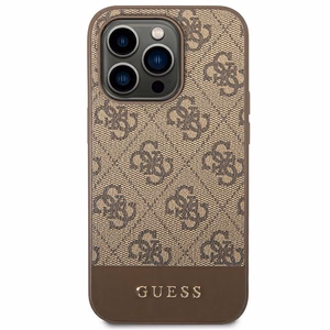 Guess GUHCP14LG4GLBR iPhone 14 Pro 6.1" ruskea/ruskea kova kotelo 4G Stripe-mallisto