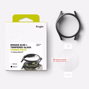 Ringke Slim & Tempered Glass Case + Glass Set for Samsung Galaxy Watch 7 44mm - Black