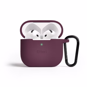 Etteri silikonikotelo AirPods 4 -kuulokkeille, tumma kirsikanpunainen