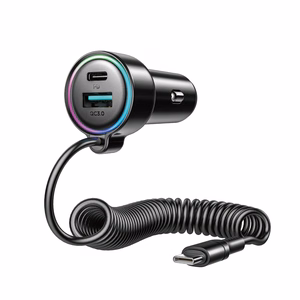 Joyroom JR-CL07 72W 3-in-1 auton laturi ja 1.6m USB-C kaapeli - musta