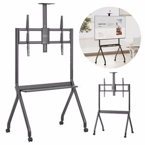 Maclean TV stand / cart, camera shelf, on casters, 55-100", max load 120kg/10kg shelf, max. VESA 900x600, black, MC-114 B