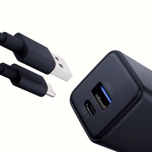 Musta 3mk Hyper GaN -seinälaturi, 20 W, QC4+/PD/PPS, USB 1A1C, EU