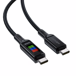 Acefast C7-03 USB-C USB-C 100W 1.2m kaapeli näytöllä - musta