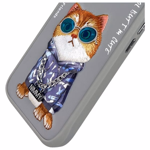 Nimmy Glasses Cool Cat iPhone 16 Suojakuori - harmaa