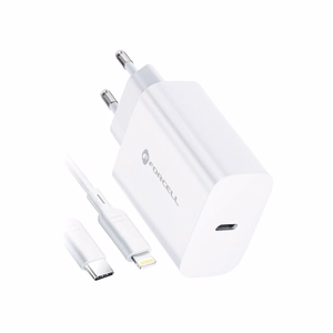 Puhelinlaturi Forcell F-Energy USB C QC4.0 PD 3A 20W + kaapeli USB C - Lightning TFK-TC-20WPD valkoinen