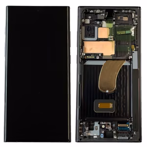 LCD-näyttö Samsung S918 S23 Ultra 5G kosketusnäytöllä ja kehyksellä Phantom musta OLED (todellinen koko)