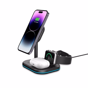 Tech-Protect QI15W-A27 3-in-1 induktiivinen laturi MagSafe-telineellä älypuhelimelle / Apple Watch / AirPods - musta
