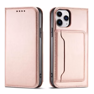 Magneettikorttikotelo iPhone 12 Pro Kotelo kortti lompakko kortti jalusta vaaleanpunainen