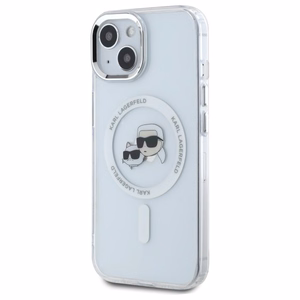 Karl Lagerfeld IML Metal Karl&Choupette Head MagSafe iPhone 15 Case - White