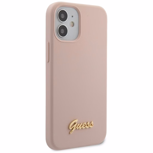 Guess GUHCP12SLSLMGLP iPhone 12 mini 5.4" light pink/light pink hardcase Silicone Script Gold Logo
