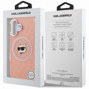 Karl Lagerfeld IML Choupette Head Logo MagSafe Suojakuori iPhone 16 - vaaleanpunainen