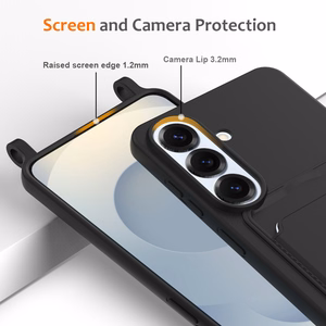 Hurtel TPU-suojakuori korttipidikkeellä ja olkahihnalla mallille Samsung Galaxy S26 – musta