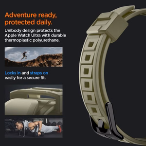 Spigen Rugged Armor Pro - Ranneke ja suojakuori Apple Watch Ultralle 49 mm (Vintage Khaki)