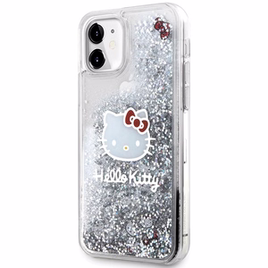 Hello Kitty Liquid Glitter Charms Kitty Head suojakuori iPhone 11 / Xr:lle - hopeinen